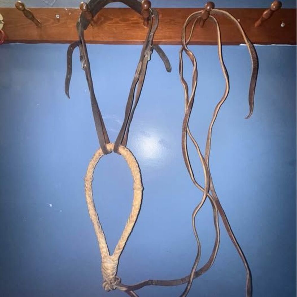 Braided Rawhide Bosal Hackamore with Leather Hanger